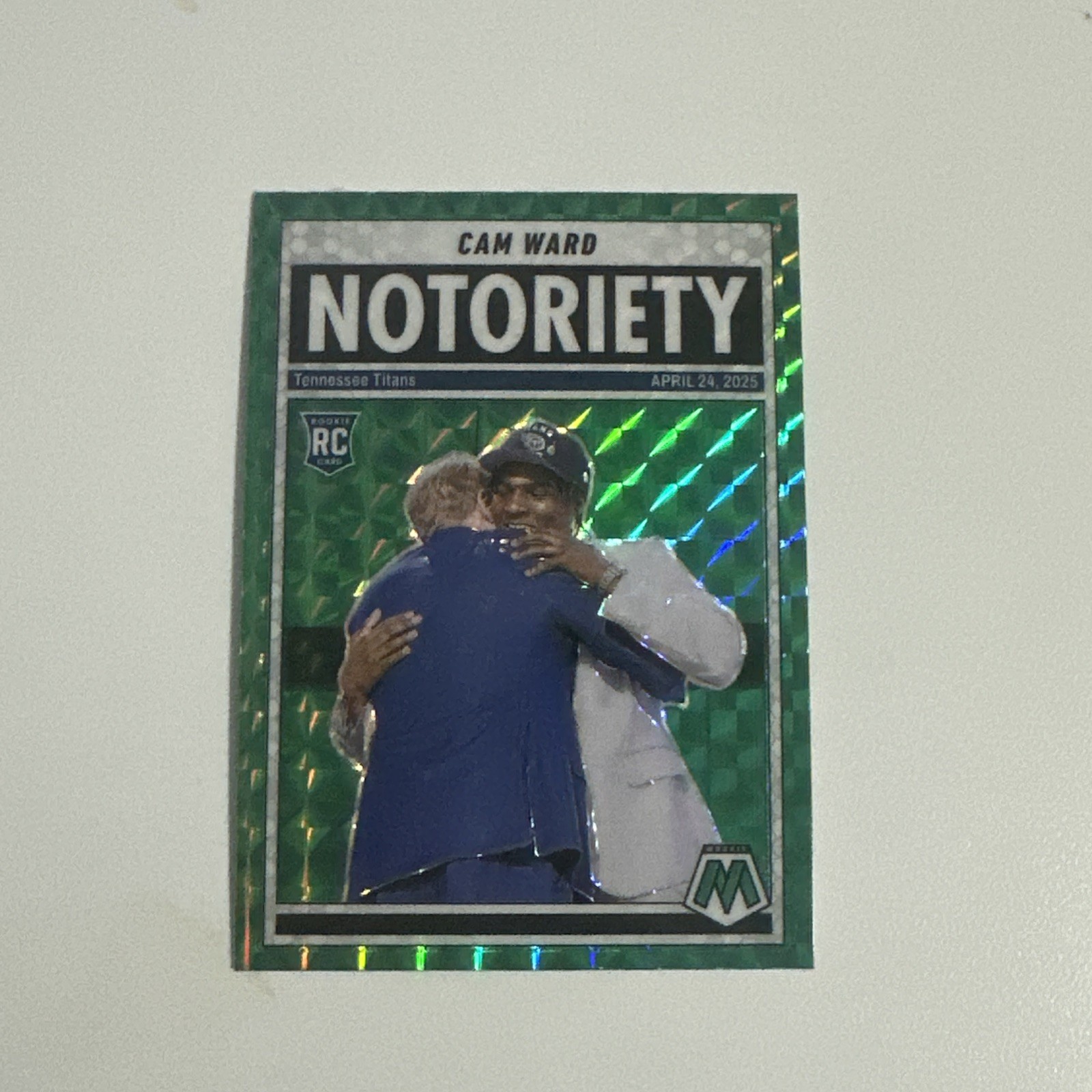 2025 Mosaic Cam Ward Notoriety RC Green Prizm Rookie #17 Titans