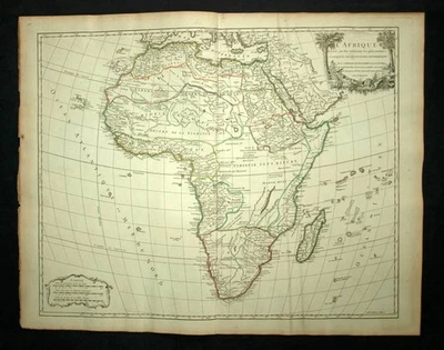 LE CONTINENT DE L'AFRIQUE carte géographique ancienne gravure 1756 old map - Photo 1/4