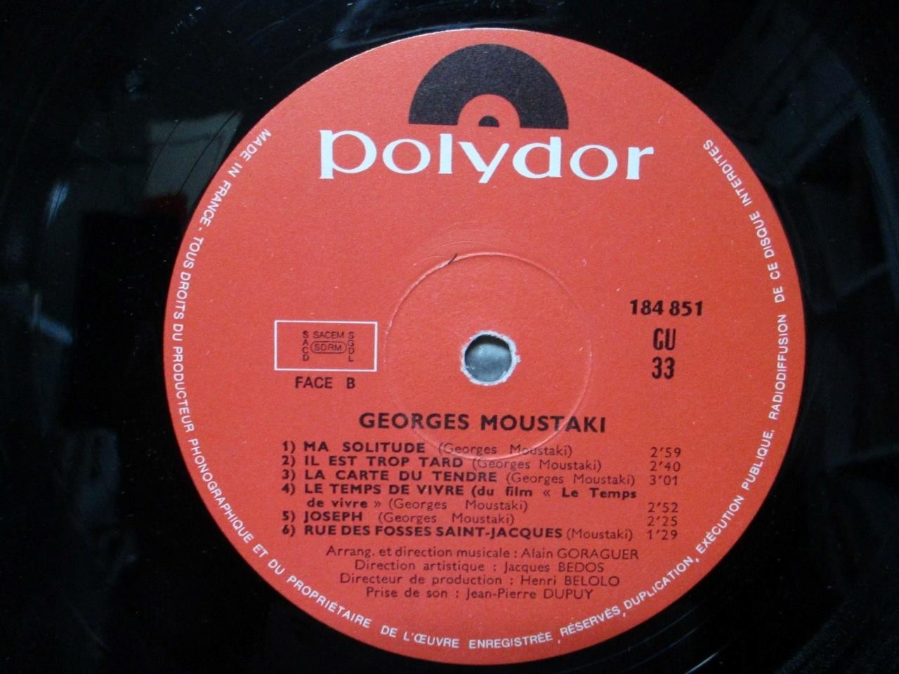 LP Georges Moustaki Same La mer m'a Donne Voyage Vinyl Polydor 184 350