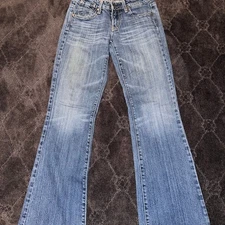 Vigoss USA Premium Y2K Faded Distressed Bootcut Denim Jeans Size 3 fits 27x31