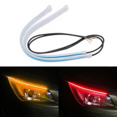 2PCS 24 Inch Car LED Strip Lights, Waterproof 23.62×0.63 inch, Red/Yellow 
