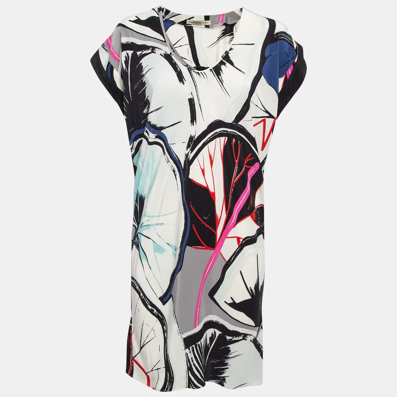 Balenciaga Mini Abito Kimono Crepe Multicolore M