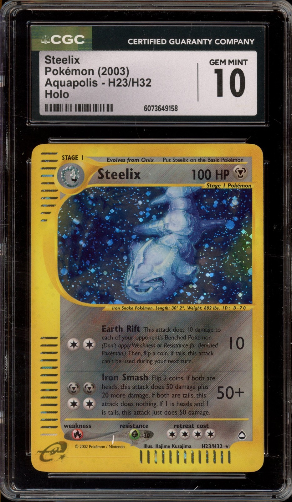 Pokemon Steelix Aquapolis Holo Rare #H23 CGC 10 Gem Mint