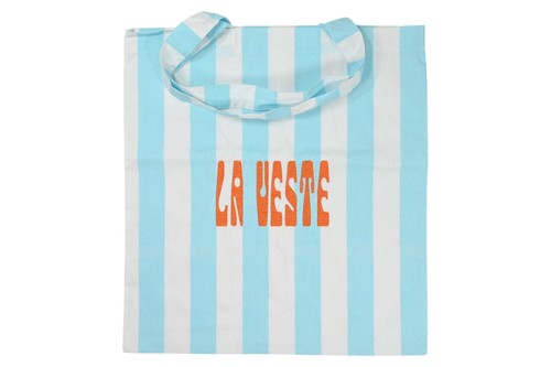 La Veste Canvas Tote Bag in Blue White Stripe 