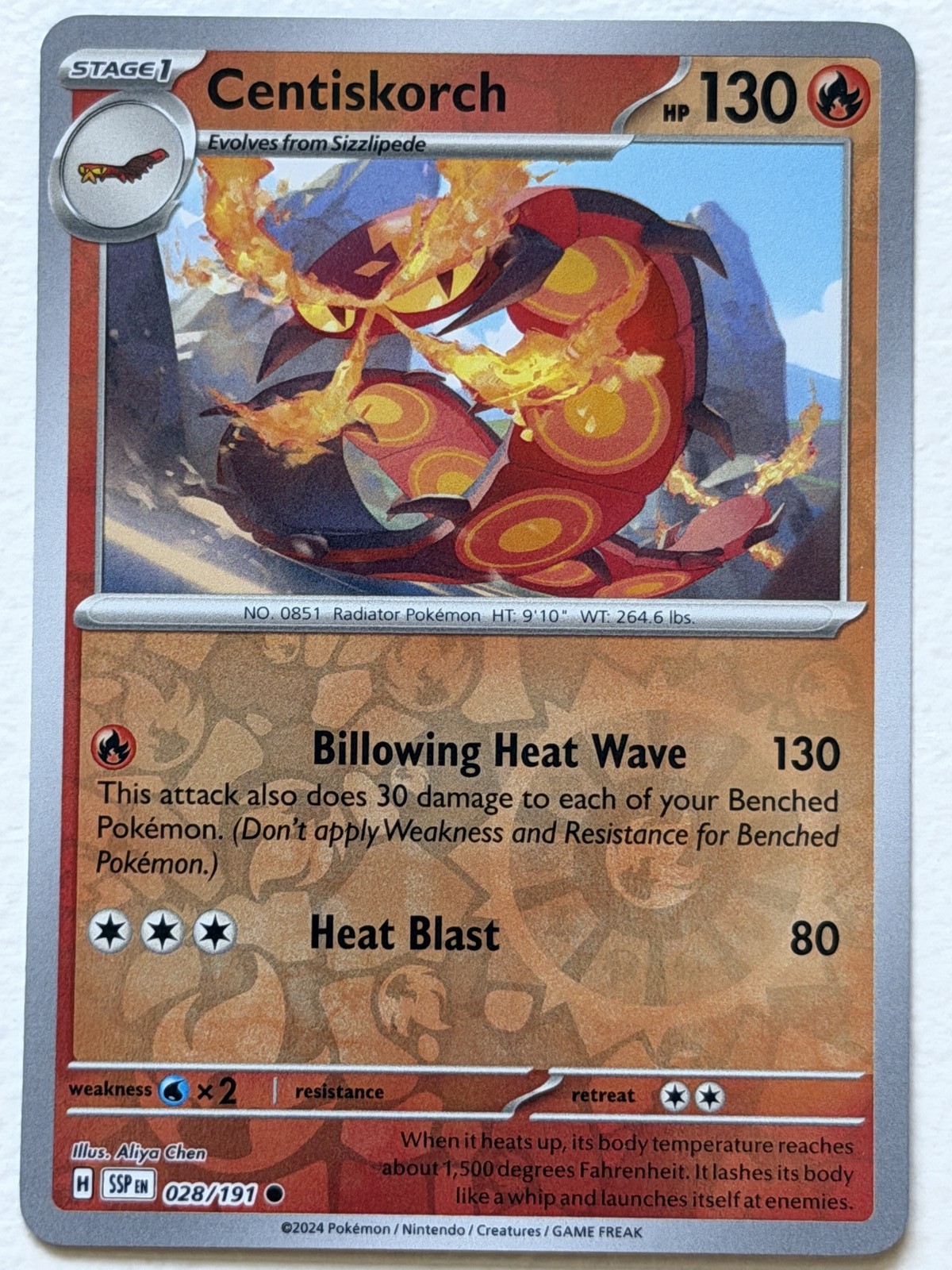 Centiskorch 28/191 Surging Sparks Common Reverse Holo Near Mint Pokemon