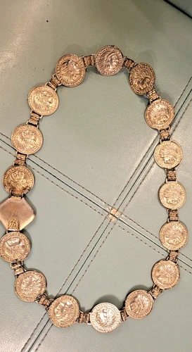 Artisan 26" Liberty equality Fraternity stamped metal conch belt or hatband