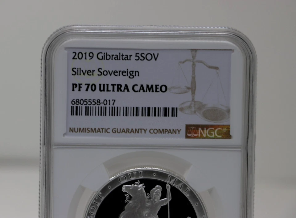 UK 5 Sovereign SOV Silver Proof Coin - NGC PF70 Ultra Cameo .999 Silver 2019 - Image 2 of 4