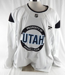 2024-25 Utah Mammoth Ludvig Johnson #52 Game Used White Practice Jersey RC Camp