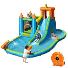 Inflatable Water Slide Kids Jumping Bounce House Splash Water Pool w/ Blower