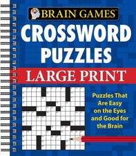 Brain Games - Crossword Puzzles - Large Print Blue - spiral bound Publicat...