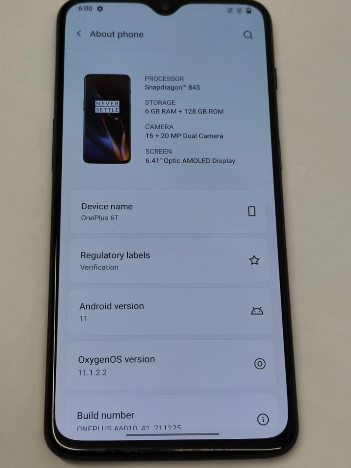 OnePlus 6T Smartphone 128GB Black Unlocked Android Mobile 4G Read Description, photo 2 of 5