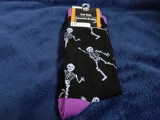 New Adult Crew Socks, Halloween Theme, Skeletons, Fits Shoe Size 6-12