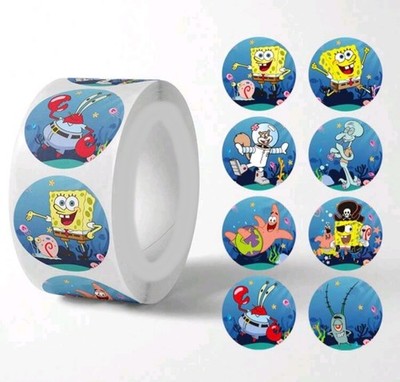 100 SPONGEBOB ASSORTED 1'' STICKERS LABELS SEAL DISNEY PARTY FAVOR GIFT MOVIE