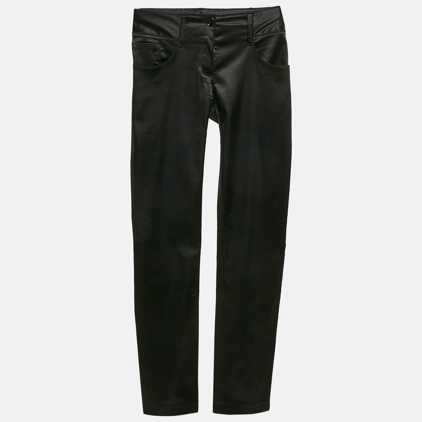 Dolce Gabbana Black Satin Skinny Formal Trousers XS