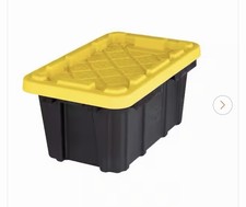2 HDX 6.5qt Storage Bin Container Stackable Tote Mini Yellow W/ Lid - Lot of  2