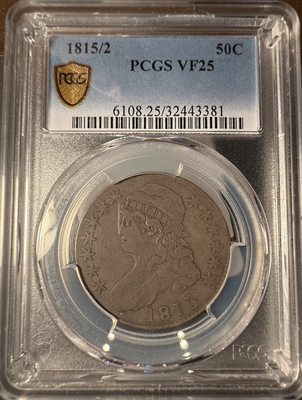 1815/2 Capped Bust Half Dollar, VF25 PCGS (14084)