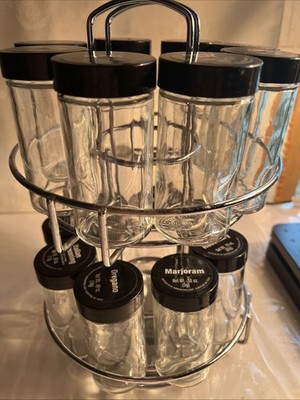 2 Tier 16Pcs Spice Herbs Rotating Displays Storage With Spinning Metal Rack