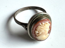 Muschelgemme Jugendstil Ring 800er Silber - Antik um 1900   - Größe 52