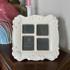 Jennifer Moore Standing Porcelain Picture Frame Ivory Holds 4 Small Photos