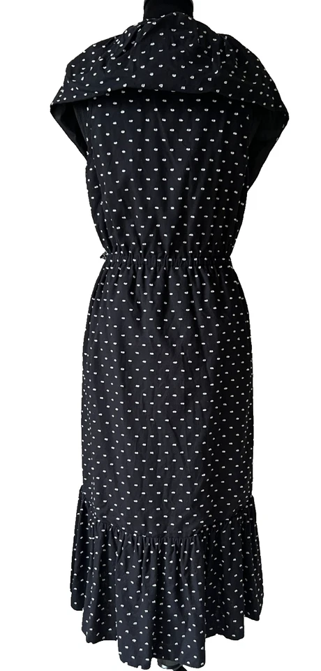 Vestido J. Peterman Negro Lunares Envolvente Midi Talla 8 Foto 4 de 4