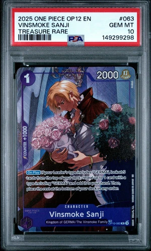 2025 One Piece Op12-063 Legacy Master Vinsmoke Sanji Treasure Rare PSA 10 #063