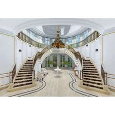 7x5ft Castle Backdrop Luxurious Staircase Chandelier Window Interior Architec...