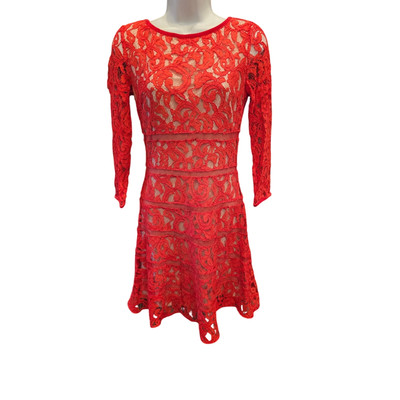 NWT ERIN Fetherston Lace 3/4 Sleeve Dress, Ruby Red Ling lace flirty  valentine