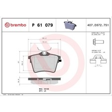 1x ORIGINAL® Brembo P 61 079 Bremsbelagsatz, Scheibenbremse Hinten, exkl.