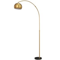 HOMCOM Arc Floor Lamp for Living Room, Free Standing Tall Lamp, Gold Tone