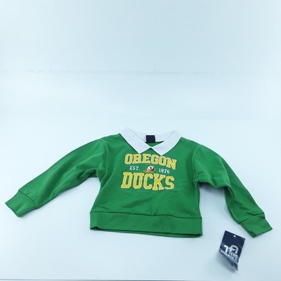 Team Athletics Oregon Ducks Cropped Sweatshirt Girls XS Green Fleece Collared