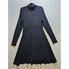 Karen Kane Dress Women's Size L Black A-line Jersey Midi Long Sleeve Turtleneck