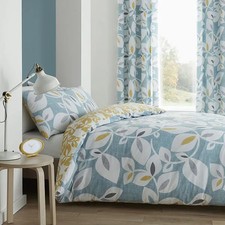 Catherine Lansfield Inga Leaf Double Duvet Set Teal