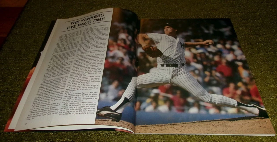 Very Rare VINTAGE 1988 NY New York YANKEES MAGAZINE Game PROGRAM DAVE RIGHETTI - Image 3 of 4