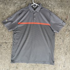 Under Armour Heatgear Loose Fit Men's Size XL Gray Striped Stretch Polo Shirt