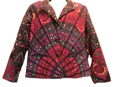 Nwt SACRED THREADS mandala flannel lined button cotton JACKET TOP M Free shippin