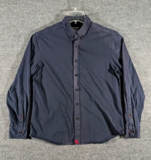 UNTUCKit Long Sleeve Button Down Shirt Men's Size Medium Navy Blue *Faded*