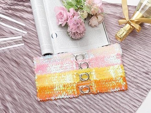 Allegra K Womens Skinny Elastic Waist Belts Sequins Decor Stretchy