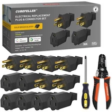 ® Extension Cord Ends Set Electrical Plug & Connector Set Male Plug and Femal...