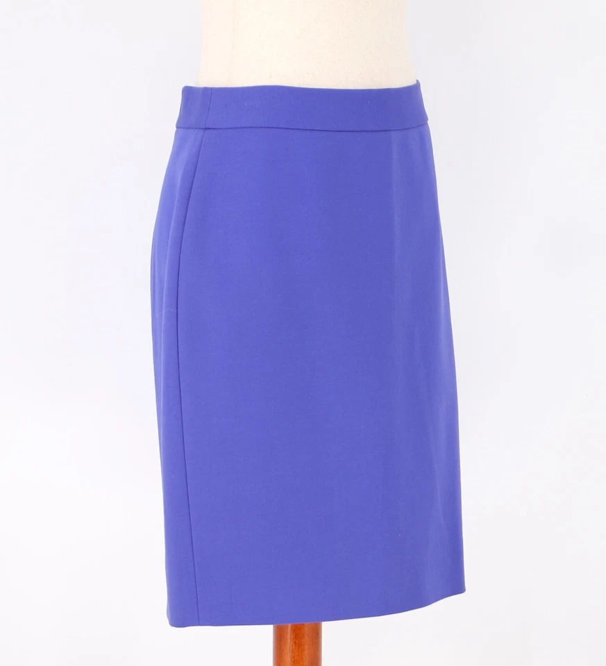 NUEVO SIN ETIQUETAS KATE SPADE Judy Falda Lápiz Algodón Tono Dorado Cremallera en Azul Violeta Talla 6 Foto 2 de 4