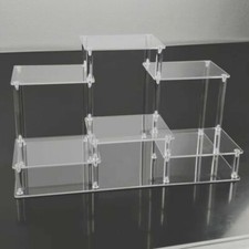 Clear Tiered Acrylic Display Stand Home Office Shop Collectable Plastic Shelf