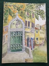 Quadro Dipinto Acquerello Cartoncino - Scorcio di Venezia