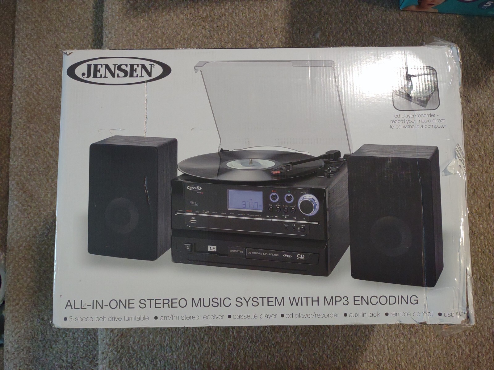Jensen JTA-990 3-Speed Stereo Turntable 