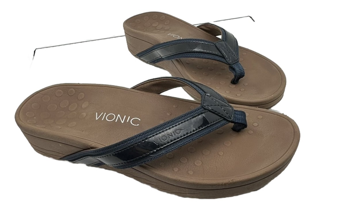 Vionic -high tide navy /tan platform comfort sandals women’s