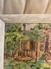 Rustic Cabin In The Woods Original Watercolor Signed Walberg 62’ Framed 9x12 in