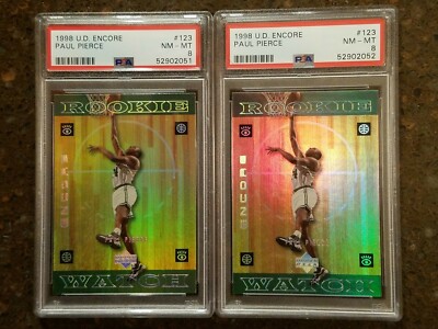 1998 Upper Deck Encore Paul Pierce #123 x2 LOT of 2 PSA 8   HOF Rookie RC 