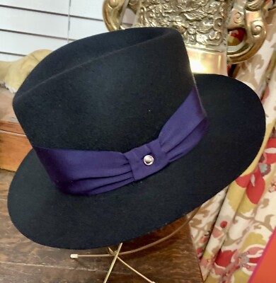 Rag bone drape Tribly felt Hat small black W mulberry grosgrain