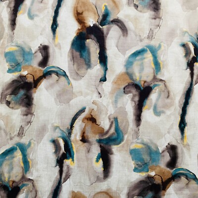 Zoffany Gardinenstoff WASSERSCHIENE 1,9m Pfau/Kupfer 100% Leinen Blumenmuster