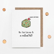 Dungeons and Dragons CHRISTMAS Card, Merry Critmas Gifting, Gaming Party Group