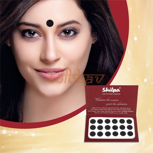 Shilpa Vive Sticker Kumkum Bindi Tattoos Size 2, 2.5, 3, 4, 5, 6, 7, 8 Black New - Picture 33 of 43