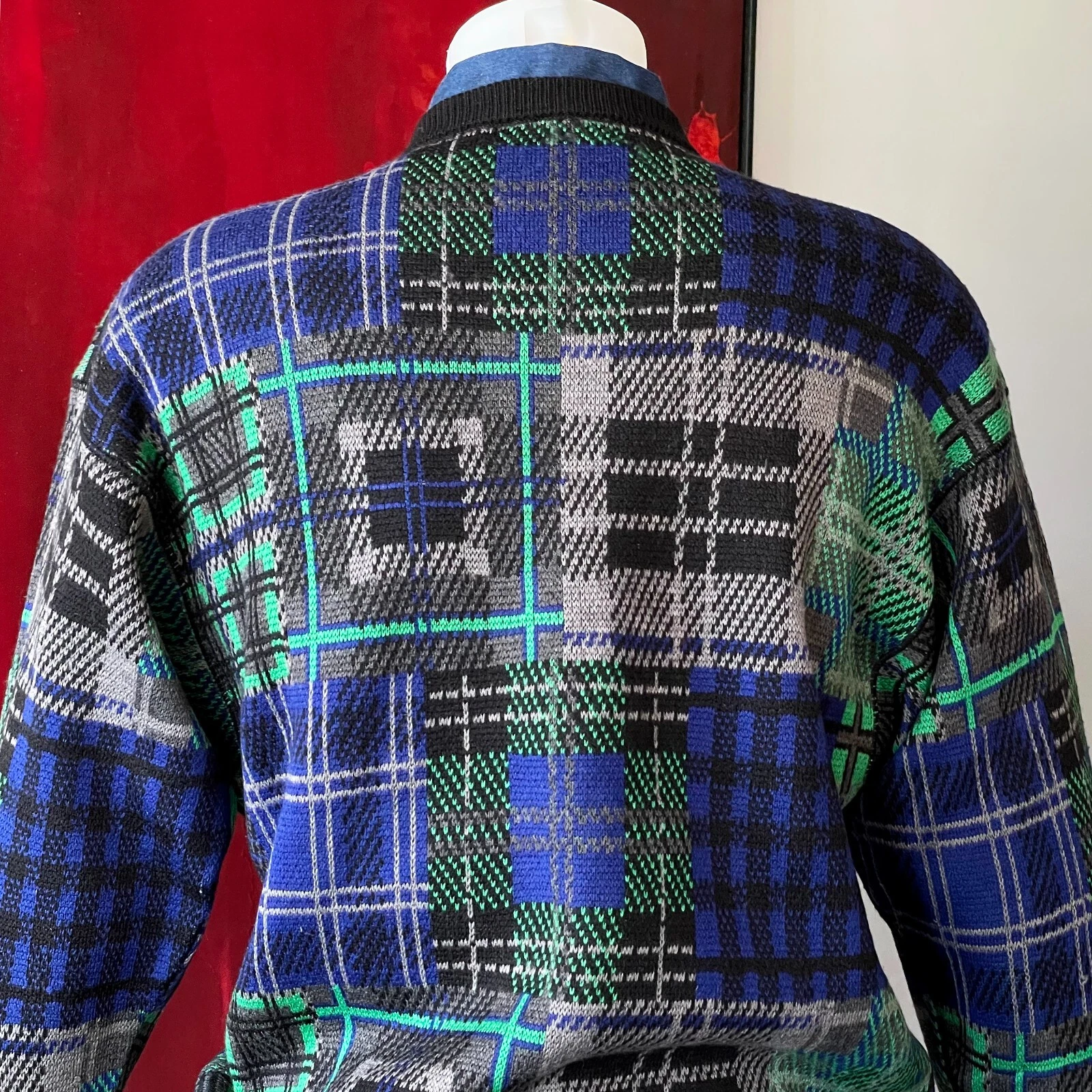 Maglione lana GIANNI VERSACE assortito fantasia tartan scozzesi taglia 52 dal 1987